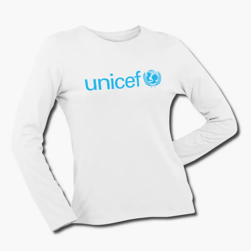 Unicef Long Sleeve T-Shirt, Unicef Logo White Longsleeve T-Shirt