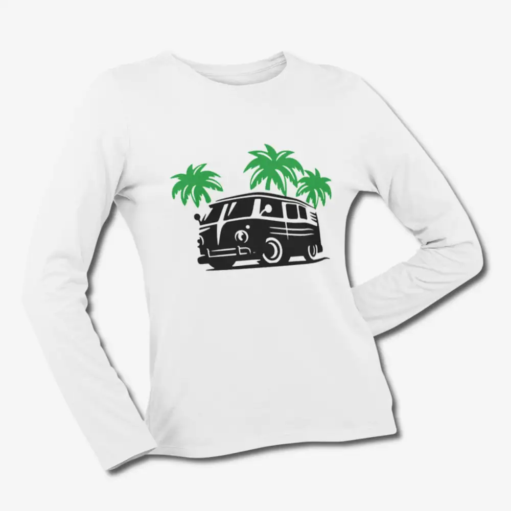 Volkswagen Long Sleeve T-Shirt, VW Samba T1 Combi Van White Longsleeve Tee