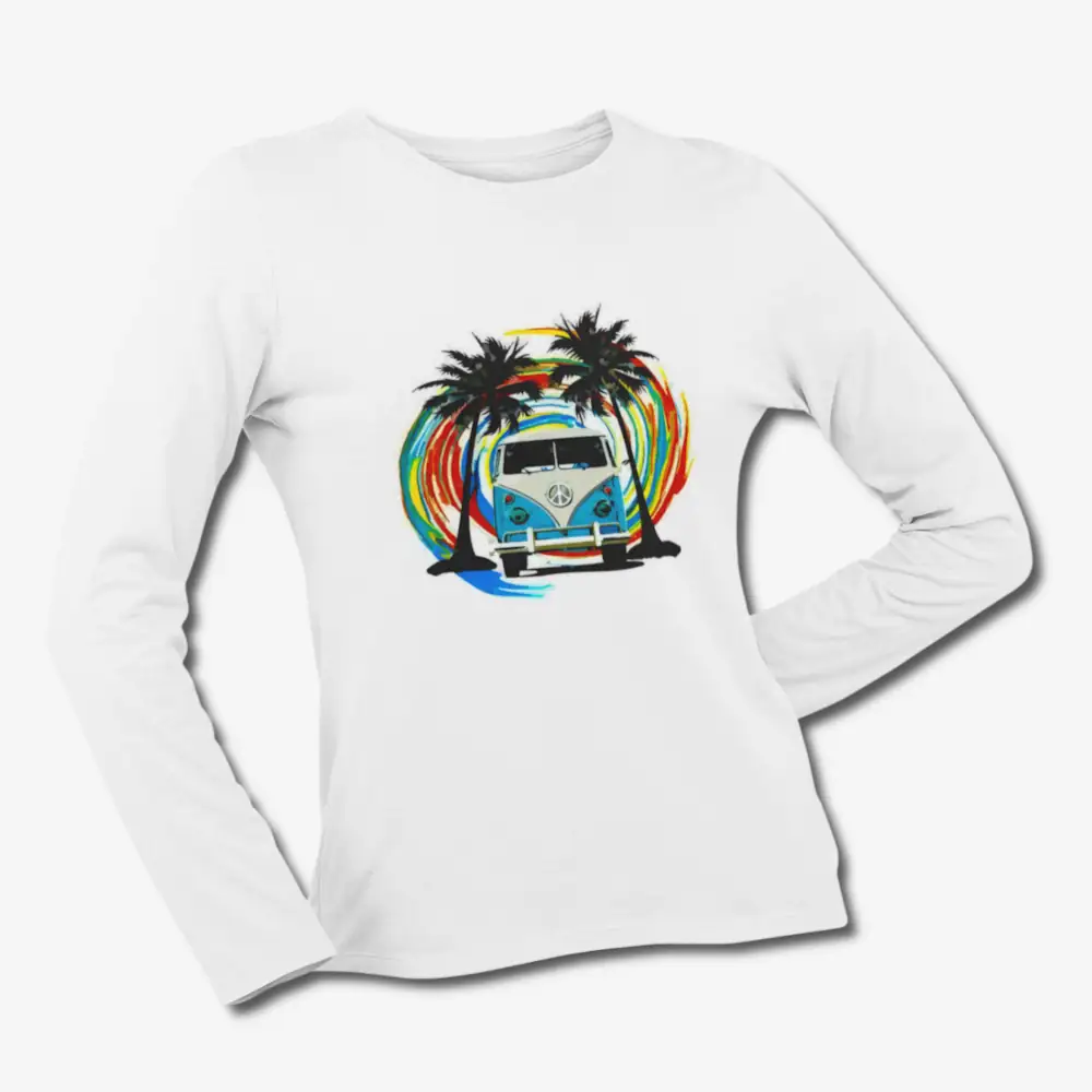 Volkswagen Long Sleeve T-Shirt, VW Samba T1 Combi Van White Longsleeve Tee