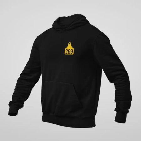 Calf 269 Hoodie, Calf 269 Label Black Sweatshirt